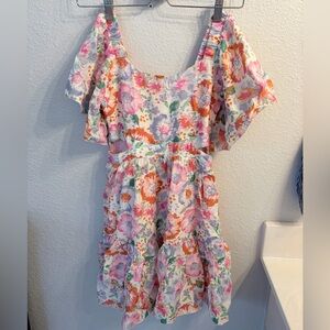Sara Sara kid Floral Ruffle Sleeve Dress